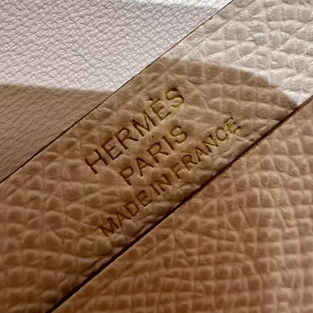 Hermes Bearn Mini Wallet Card Holder Handmade In Epsom Calfskin Leather Gold Hardware 09 Mauve Pale - Image 3