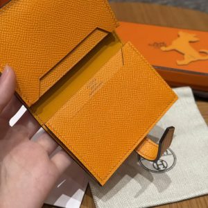Hermes Bearn Mini Wallet Card Holder Handmade In Epsom Calfskin Leather Gold Hardware 9V Janne D’Or - Image 6