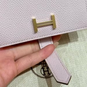 Hermes Bearn Mini Wallet Card Holder Handmade In Epsom Calfskin Leather Gold Hardware 09 Mauve Pale - Image 8