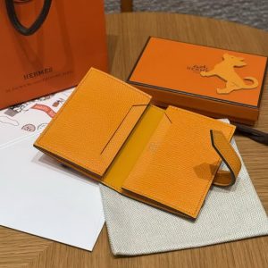 Hermes Bearn Mini Wallet Card Holder Handmade In Epsom Calfskin Leather Gold Hardware 9V Janne D’Or - Image 8