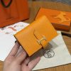Hermes Bearn Mini Wallet Card Holder Handmade In Epsom Calfskin Leather Gold Hardware 9V Janne D’Or
