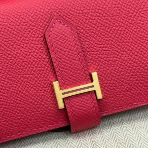 Alternative view of Hermes Bearn Mini Wallet Card Holder Handmade In Epsom Calfskin Leather Gold Hardware i6 Rose Extreme