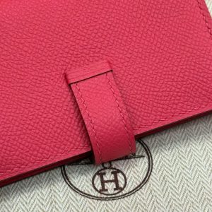 Hermes Bearn Mini Wallet Card Holder Handmade In Epsom Calfskin Leather Gold Hardware i6 Rose Extreme - Image 14