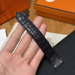 Hermes Bearn Wallet With Gusset Handmade In Epsom Calfskin Leather Matte Alligator Crocodile Gold Hardware 89 Noir - Image 5