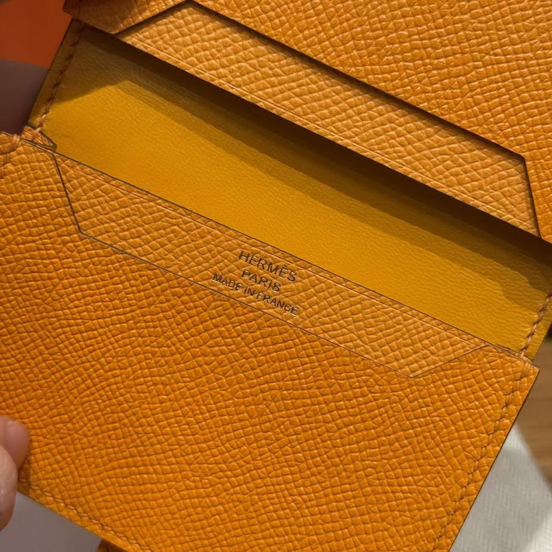 Hermes Bearn Mini Wallet Card Holder Handmade In Epsom Calfskin Leather Gold Hardware 9V Janne D’Or - Image 5