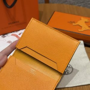 Hermes Bearn Mini Wallet Card Holder Handmade In Epsom Calfskin Leather Gold Hardware 9V Janne D’Or - Image 7