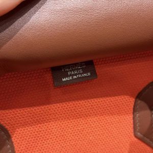 Hermes Birkin Cargo 35 Bag Handmade In Swift Calfskin Leather And Canvas Silver Hardware G0 Orange Field 47 Chocolate - Image 16