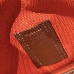 Hermes Birkin Cargo 35 Bag Handmade In Swift Calfskin Leather And Canvas Silver Hardware G0 Orange Field 47 Chocolate - Image 17