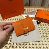 Hermes Bearn Mini Wallet Card Holder Handmade In Epsom Calfskin Leather Gold Hardware 93 Orange