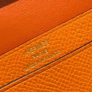 Hermes Bearn Mini Wallet Card Holder Handmade In Epsom Calfskin Leather Gold Hardware 93 Orange - Image 5