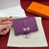 Hermes Bearn Mini Wallet Card Holder Handmade In Epsom Calfskin Leather Gold Hardware P9 Anemone