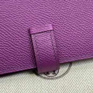 Hermes Bearn Mini Wallet Card Holder Handmade In Epsom Calfskin Leather Gold Hardware P9 Anemone - Image 8