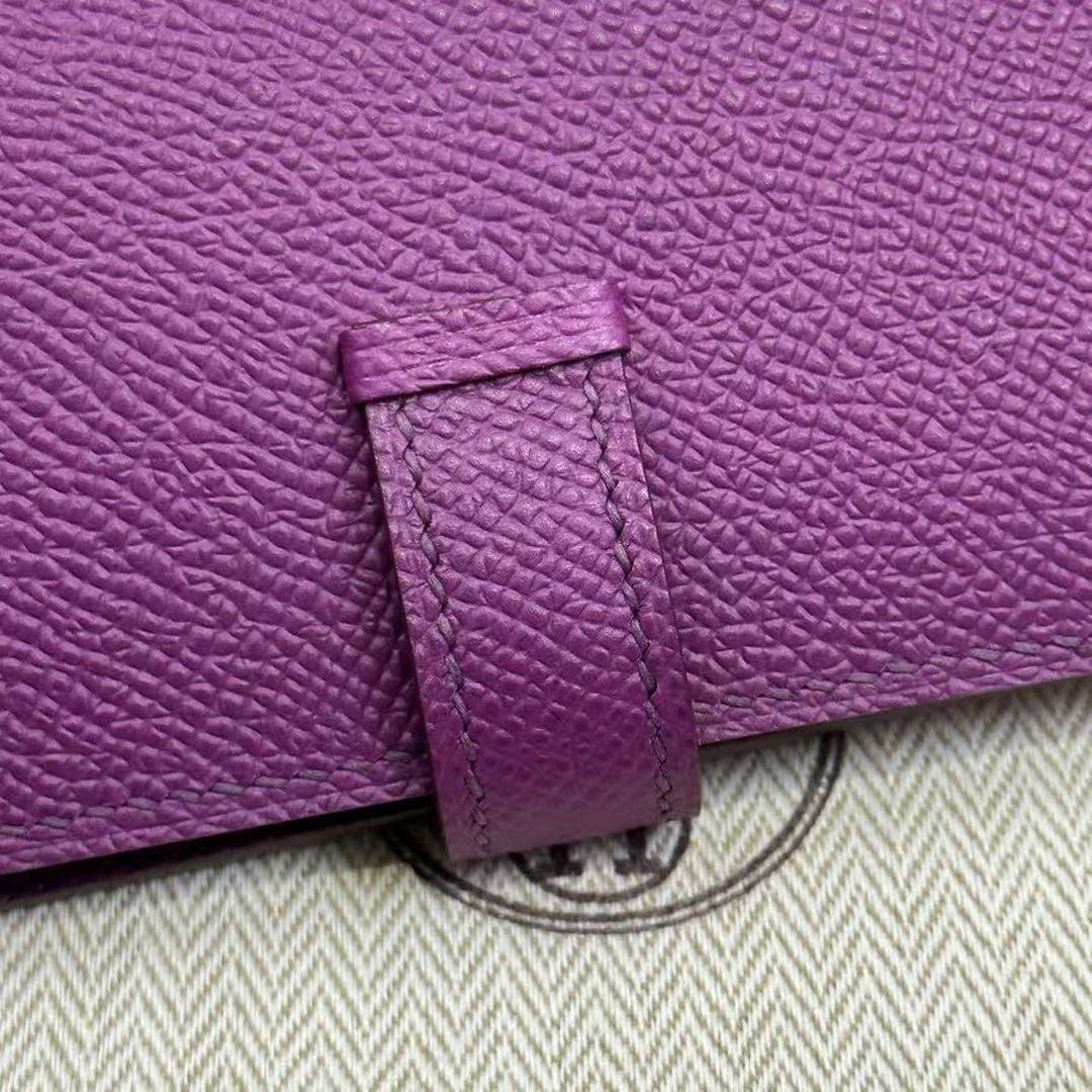 Hermes Bearn Mini Wallet Card Holder Handmade In Epsom Calfskin Leather Gold Hardware P9 Anemone - Image 8