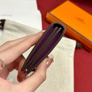 Hermes Bearn Mini Wallet Card Holder Handmade In Epsom Calfskin Leather Gold Hardware P9 Anemone - Image 6