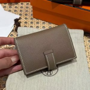 Alternative view of Hermes Bearn Mini Wallet Card Holder Handmade In Epsom Calfskin Leather Gold Hardware ck18 Etoupe