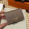 Hermes Bearn Mini Wallet Card Holder Handmade In Epsom Calfskin Leather Gold Hardware ck18 Etoupe