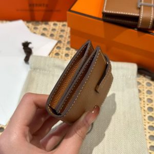 Hermes Bearn Mini Wallet Card Holder Handmade In Epsom Calfskin Leather Gold Hardware ck37 Gold - Image 14
