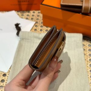 Hermes Bearn Mini Wallet Card Holder Handmade In Epsom Calfskin Leather Gold Hardware ck37 Gold - Image 13