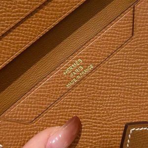 Hermes Bearn Mini Wallet Card Holder Handmade In Epsom Calfskin Leather Gold Hardware ck37 Gold - Image 4