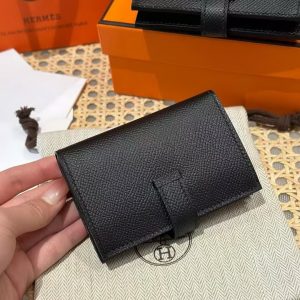 Alternative view of Hermes Bearn Mini Wallet Card Holder Handmade In Epsom Calfskin Leather Gold Hardware ck89 Noir
