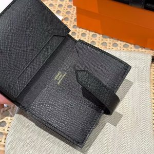 Hermes Bearn Mini Wallet Card Holder Handmade In Epsom Calfskin Leather Gold Hardware ck89 Noir - Image 5
