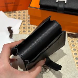 Hermes Bearn Mini Wallet Card Holder Handmade In Epsom Calfskin Leather Gold Hardware ck89 Noir - Image 3