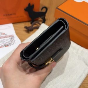 Hermes Bearn Wallet Handmade In Epsom Calfskin Leather Gold Hardware 89 Noir - Image 20