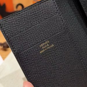 Hermes Bearn Wallet Handmade In Epsom Calfskin Leather Gold Hardware 89 Noir - Image 15