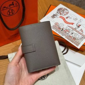 Alternative view of Hermes Bearn Wallet Handmade In Epsom Calfskin Leather Gold Hardware 8F Girs Etain