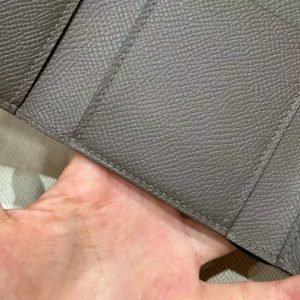 Hermes Bearn Wallet Handmade In Epsom Calfskin Leather Gold Hardware 8F Girs Etain - Image 5