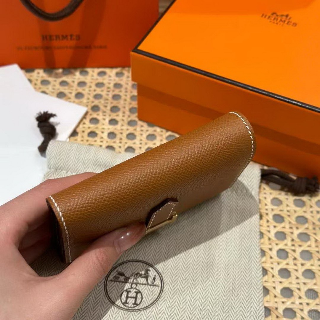 Hermes Bearn Wallet Handmade In Epsom Calfskin Leather Gold Hardware ck37 Gold - Image 14