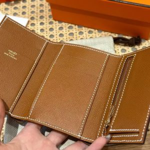 Hermes Bearn Wallet Handmade In Epsom Calfskin Leather Gold Hardware ck37 Gold - Image 7