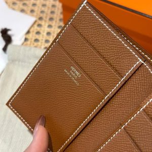 Hermes Bearn Wallet Handmade In Epsom Calfskin Leather Gold Hardware ck37 Gold - Image 3