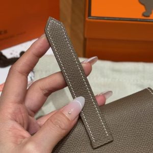 Hermes Bearn Wallet Handmade In Epsom Calfskin Leather Silver Hardware 18 Etoupe - Image 11