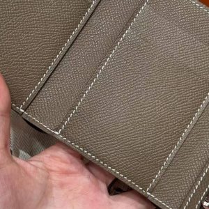 Hermes Bearn Wallet Handmade In Epsom Calfskin Leather Silver Hardware 18 Etoupe - Image 6