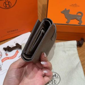 Alternative view of Hermes Bearn Wallet Handmade In Epsom Calfskin Leather Silver Hardware 18 Etoupe