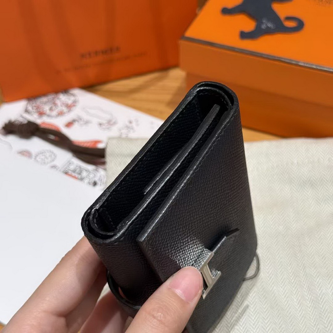 Hermes Bearn Wallet Handmade In Epsom Calfskin Leather Silver Hardware 2Z Blue Nuit - Image 15