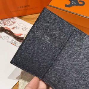 Hermes Bearn Wallet Handmade In Epsom Calfskin Leather Silver Hardware 2Z Blue Nuit - Image 11