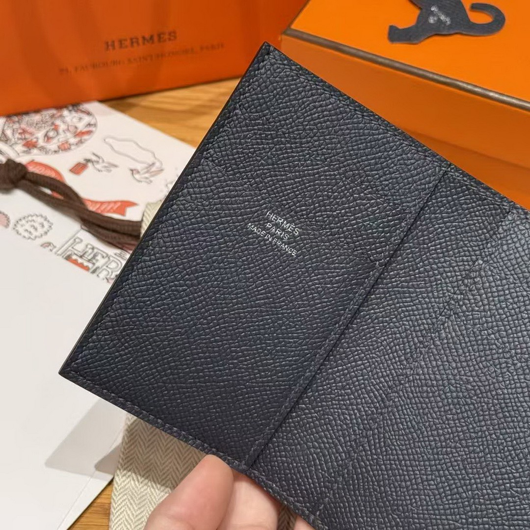 Hermes Bearn Wallet Handmade In Epsom Calfskin Leather Silver Hardware 2Z Blue Nuit - Image 11