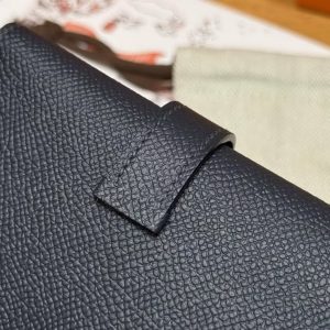 Hermes Bearn Wallet Handmade In Epsom Calfskin Leather Silver Hardware 2Z Blue Nuit - Image 7
