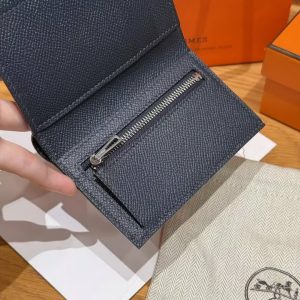Hermes Bearn Wallet Handmade In Epsom Calfskin Leather Silver Hardware 2Z Blue Nuit - Image 5