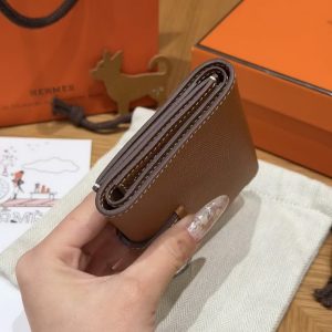 Hermes Bearn Wallet Handmade In Epsom Calfskin Leather Silver Hardware 37 Gold - Image 15