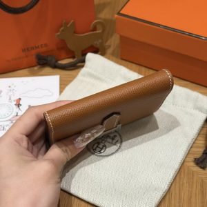 Hermes Bearn Wallet Handmade In Epsom Calfskin Leather Silver Hardware 37 Gold - Image 13
