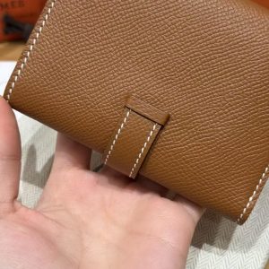 Hermes Bearn Wallet Handmade In Epsom Calfskin Leather Silver Hardware 37 Gold - Image 8