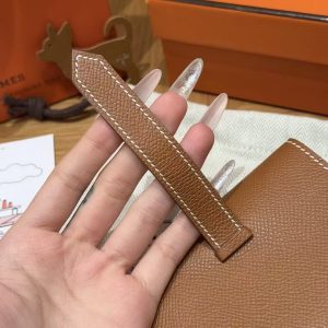 Hermes Bearn Wallet Handmade In Epsom Calfskin Leather Silver Hardware 37 Gold - Image 7