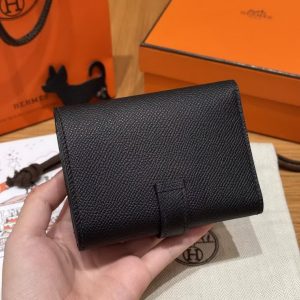 Alternative view of Hermes Bearn Wallet Handmade In Epsom Calfskin Leather Silver Hardware 89 Noir