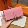 Hermes Bearn Wallet With Gusset Handmade In Chèvre Calfskin Leather Silver Hardware 5p Pink