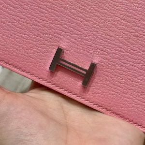 Hermes Bearn Wallet With Gusset Handmade In Chèvre Calfskin Leather Silver Hardware 5p Pink - Image 9