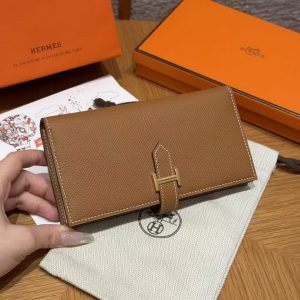 Hermes Bearn Wallet With Gusset Handmade In Epsom Calfskin Leather Gold Hardware 37 Gold
