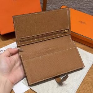 Hermes Bearn Wallet With Gusset Handmade In Epsom Calfskin Leather Gold Hardware 37 Gold - Image 16